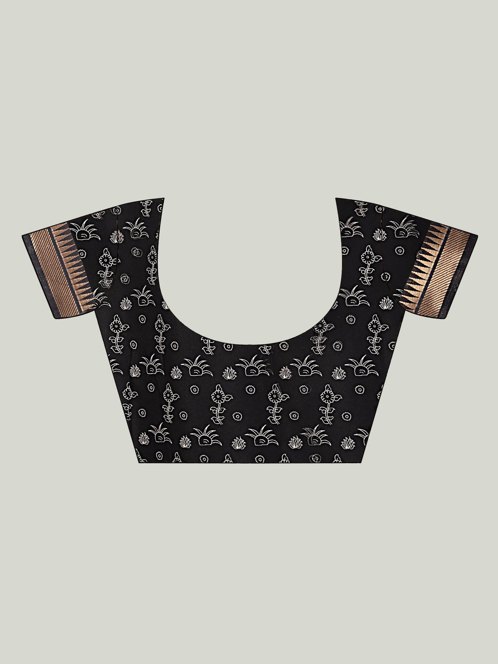 Elephant Print Saree – Black & Beige