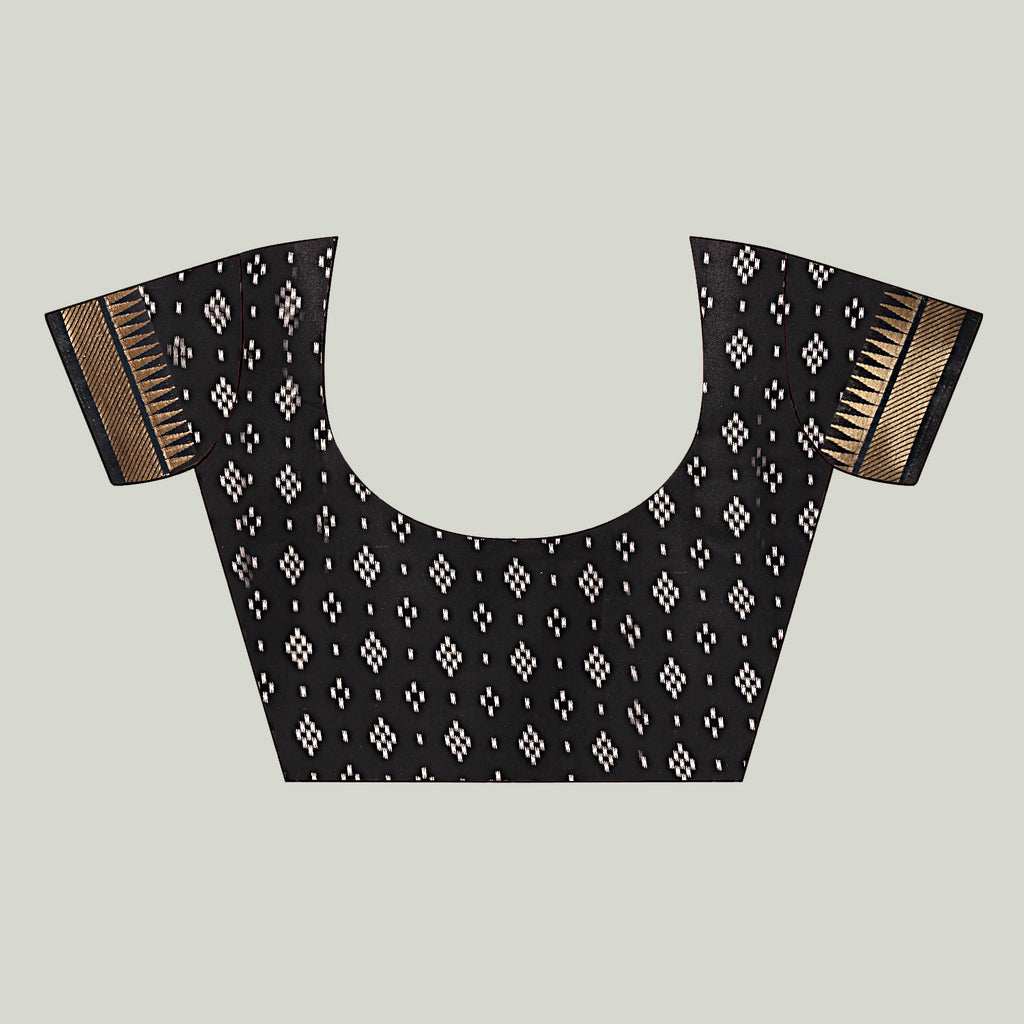 Elephant Print Saree – Beige & Black