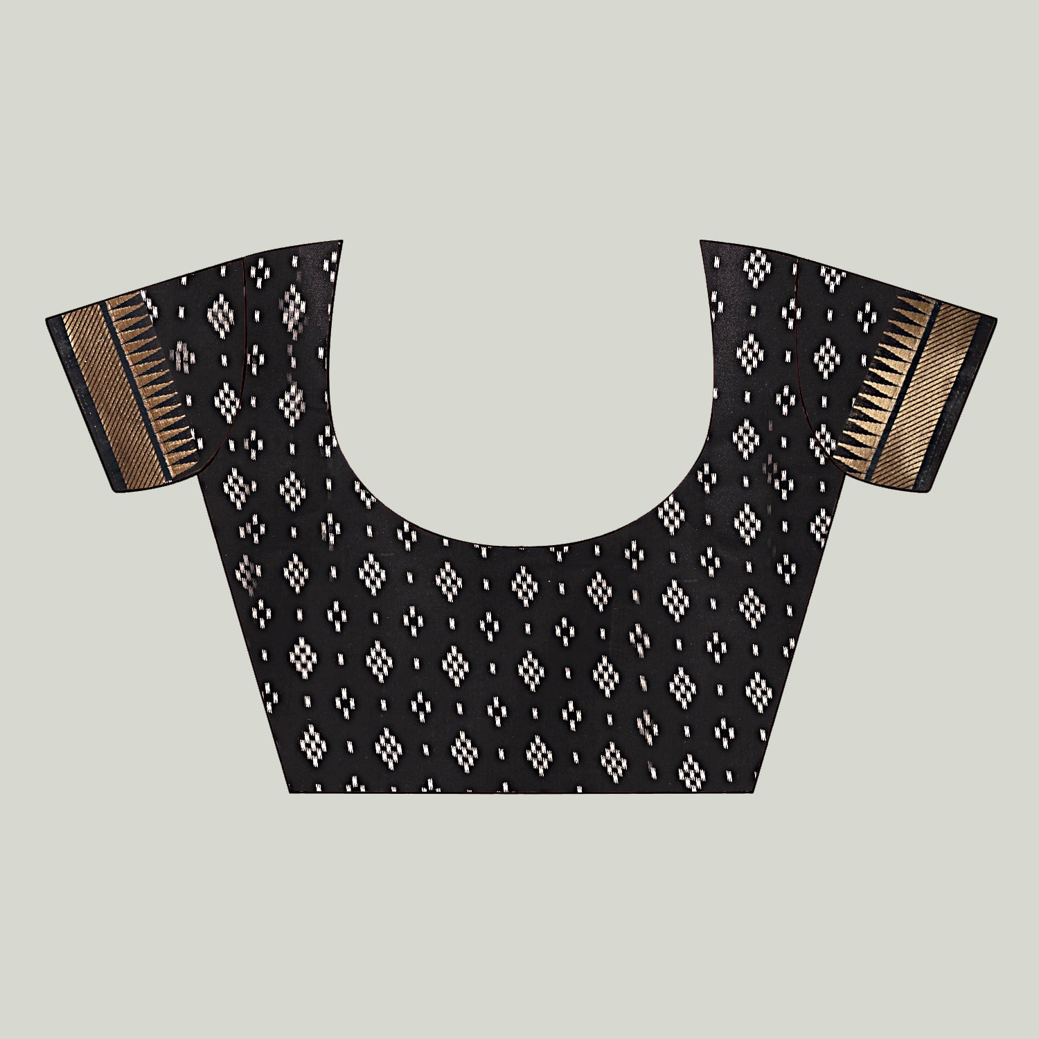 Elephant Print Saree – Beige & Black