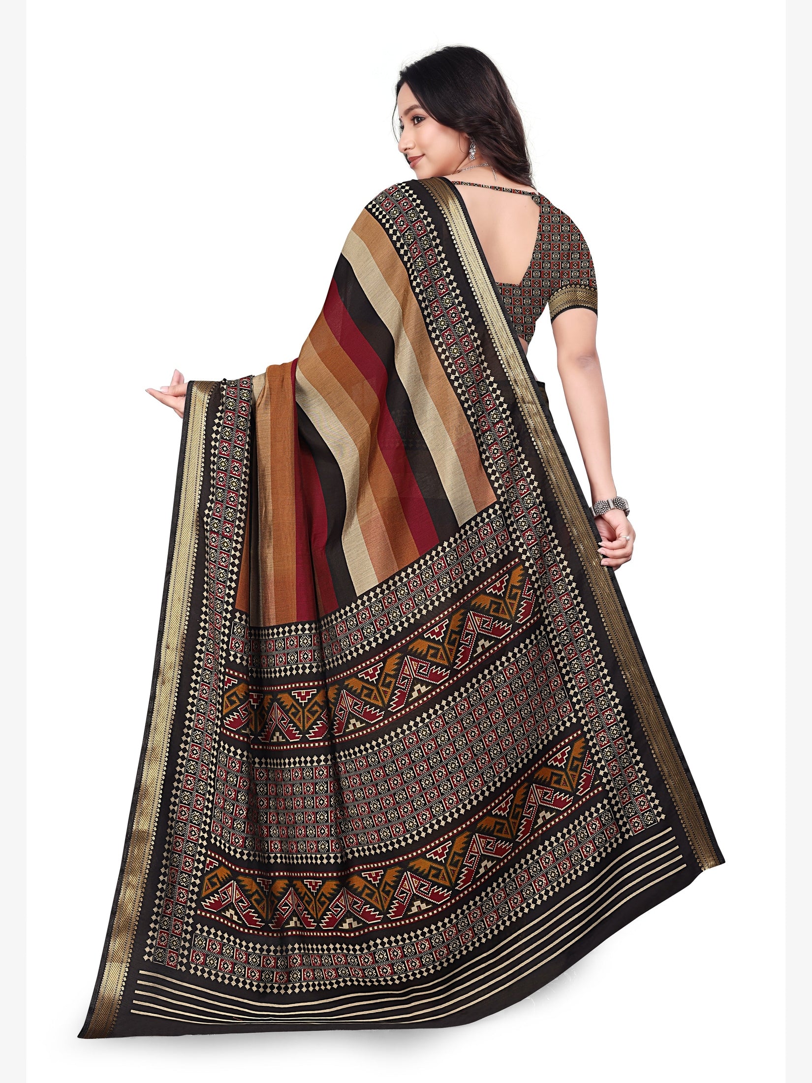 Printed Cotton Saree – Multicolor