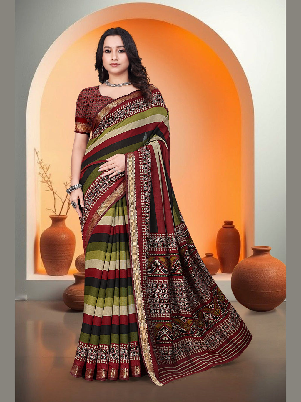 Printed Saree – Multicolor