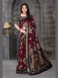 Kalamkari Printed Saree – Deep Maroon