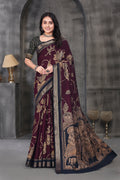 Kalamkari Printed Saree - Wine