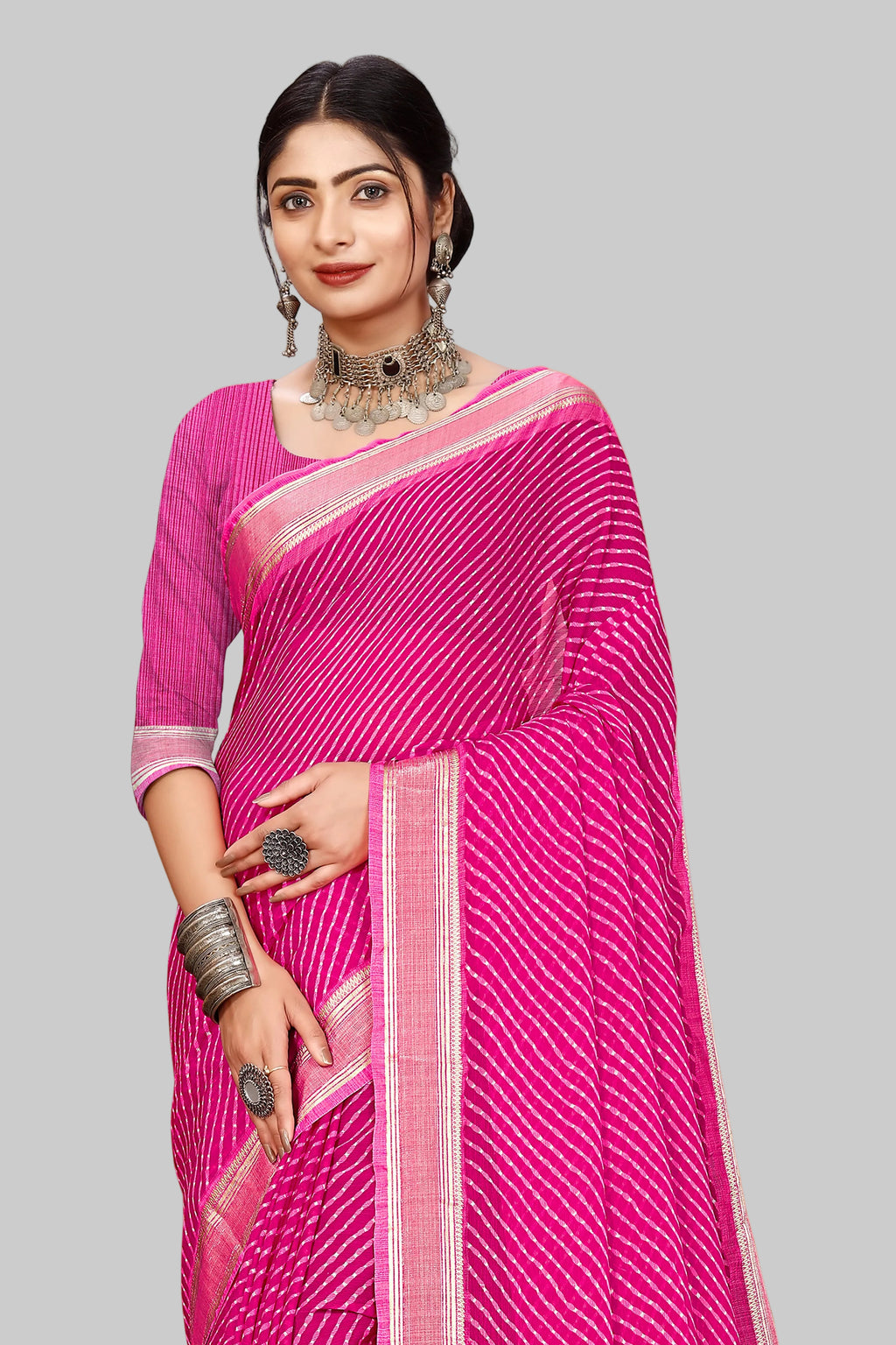 Leheriya Print Saree – Pink