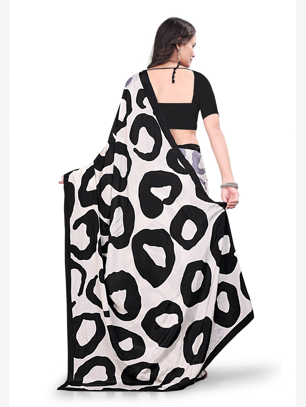 Daily Wear Printed Crepe Saree – White