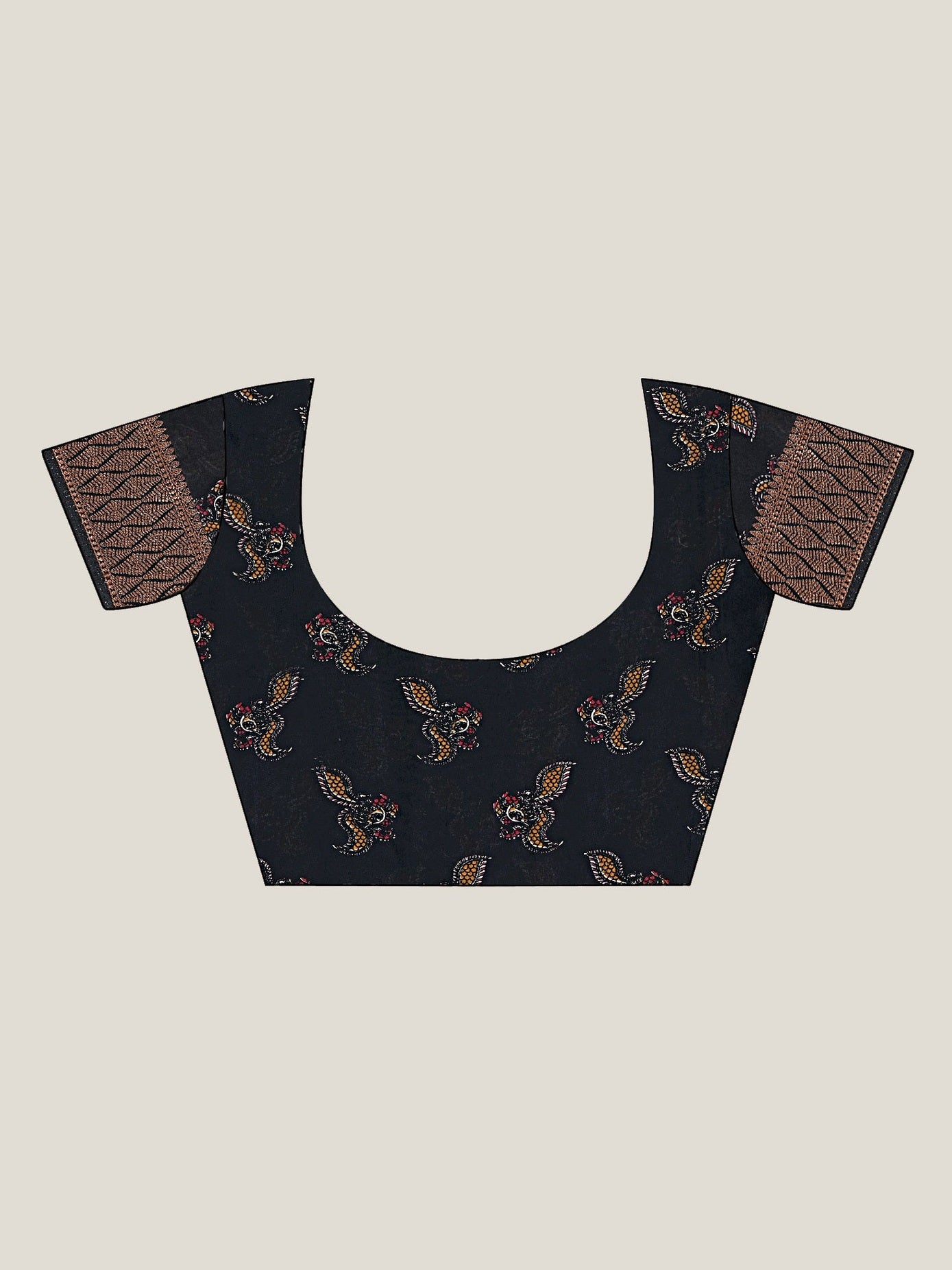 Pencil Print Saree – Beige & Black