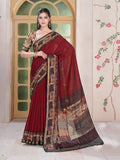 Kalamkari Printed Saree – Maroon