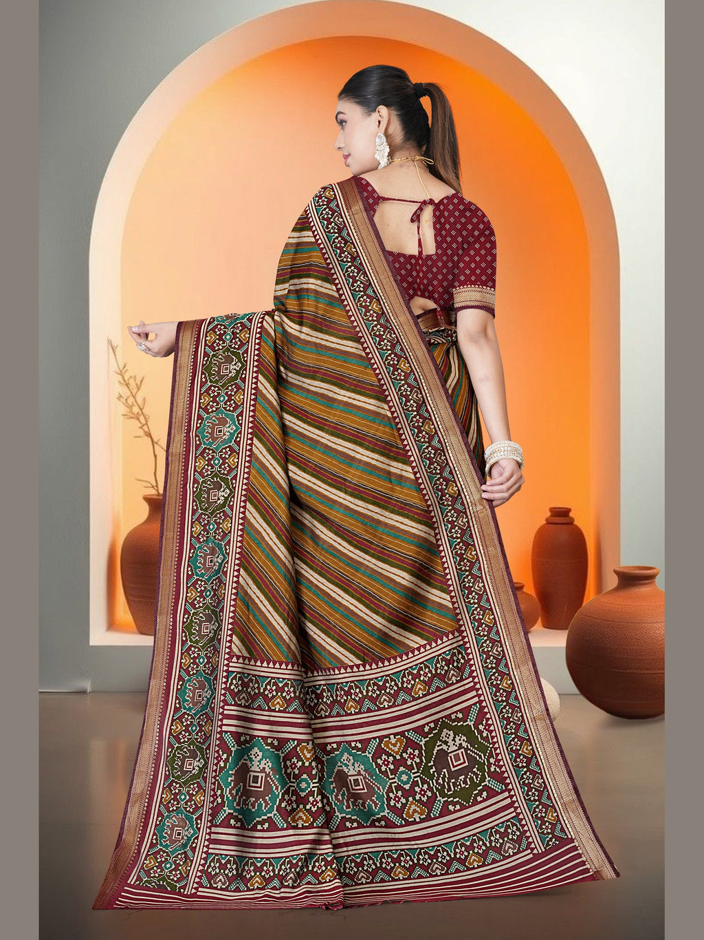 Printed Saree – Mustard