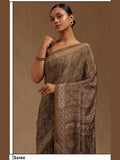 Printed Crepe Saree – Brown
