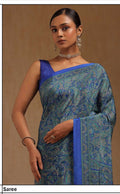Printed Crepe Saree – Blue